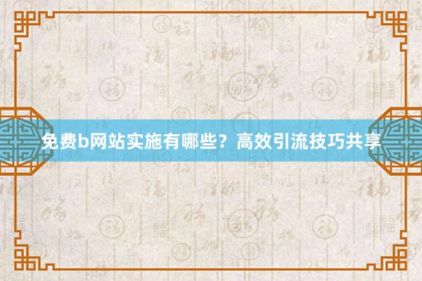 免费b网站实施有哪些？高效引流技巧共享